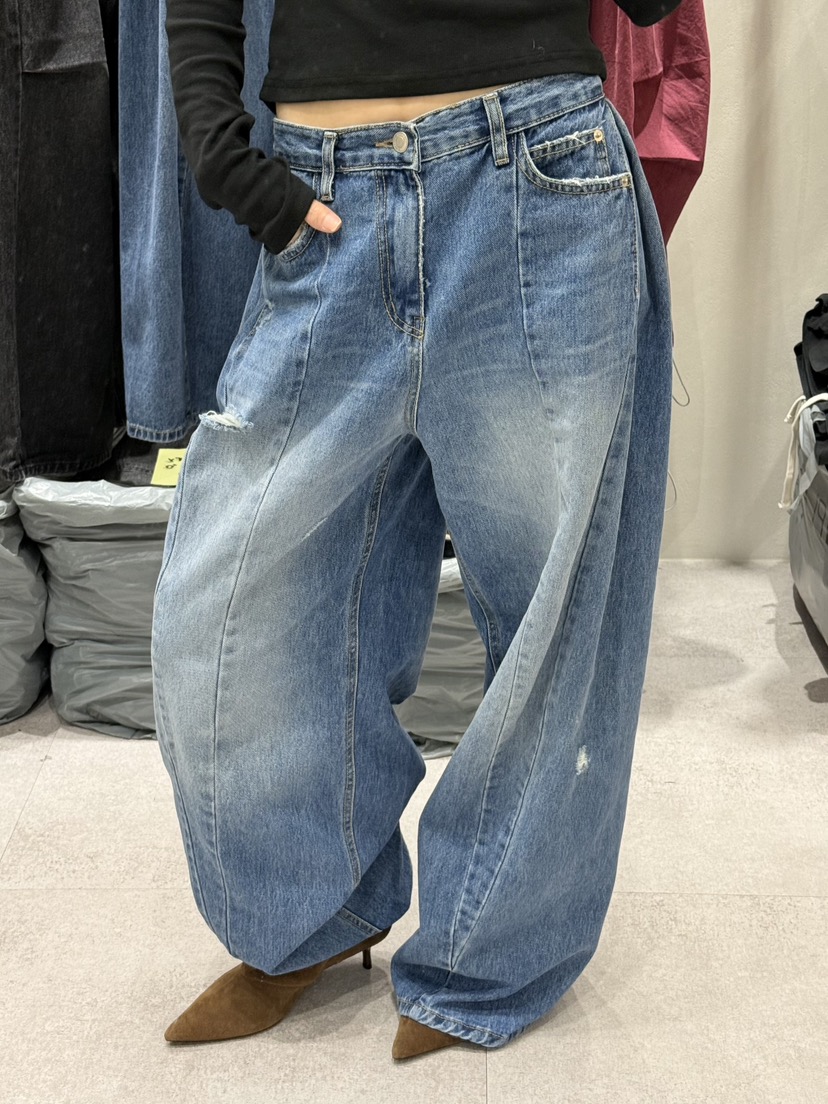 SHIRRING東大門代購女裝新款休閑熱賣推薦時尚真品牛仔褲SHIRRING牛仔褲