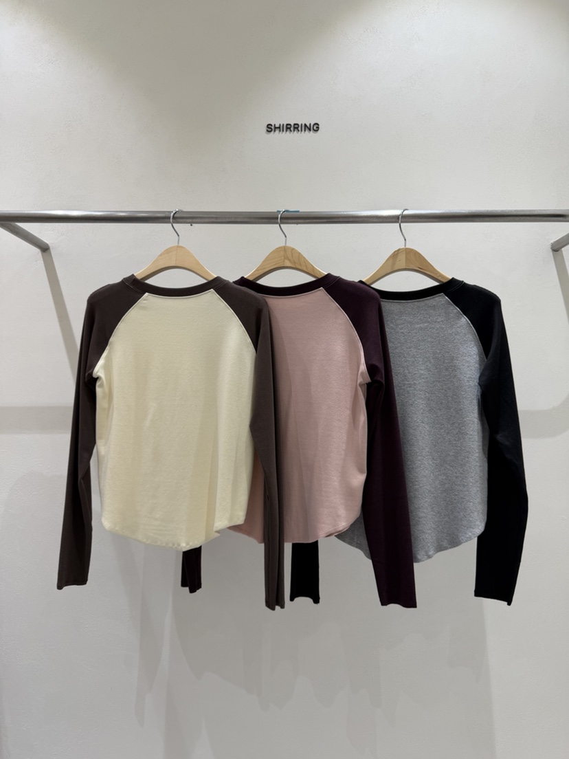 SHIRRING韓國代購女裝新品推薦人氣休閑時尚長袖T恤插肩袖SHIRRING長袖T恤