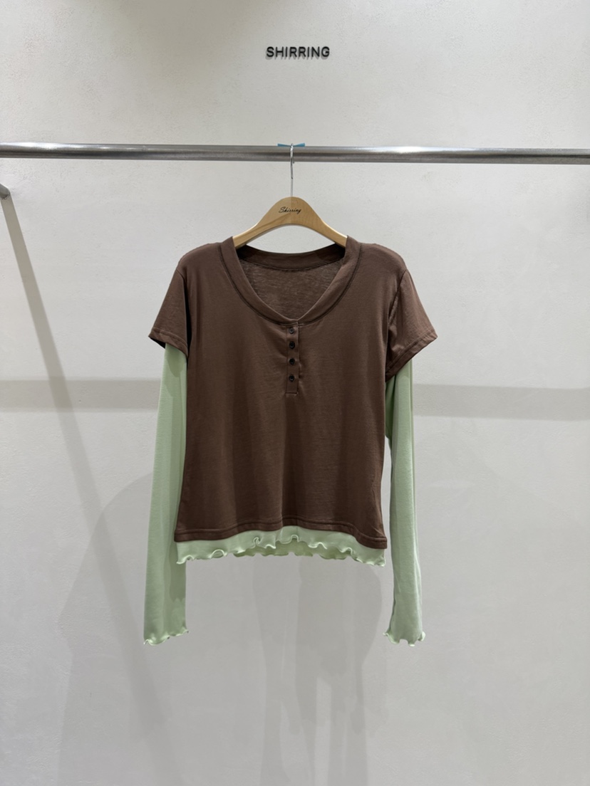 SHIRRING韓國代購女士新款休閑推薦時尚人氣熱賣真品長袖T恤SHIRRING長袖T恤圖色3