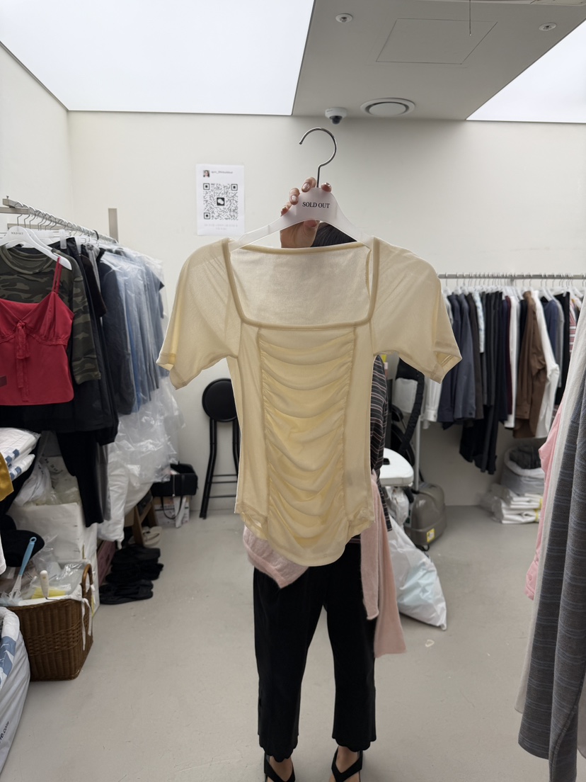 SOLD OUT韓國代購女裝新款職業休閑推薦真品人氣T恤褶皺SOLD OUTT恤圖色3