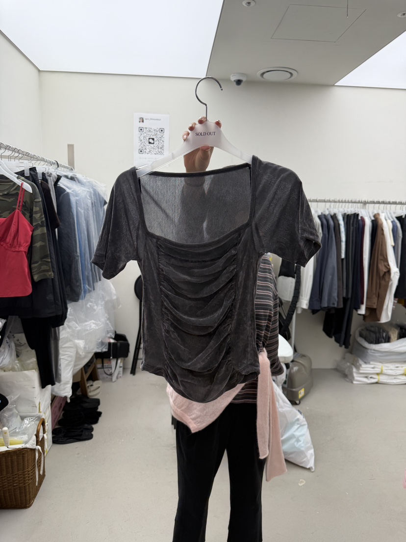 SOLD OUT韓國代購女裝新款職業休閑推薦真品人氣T恤褶皺SOLD OUTT恤圖色4
