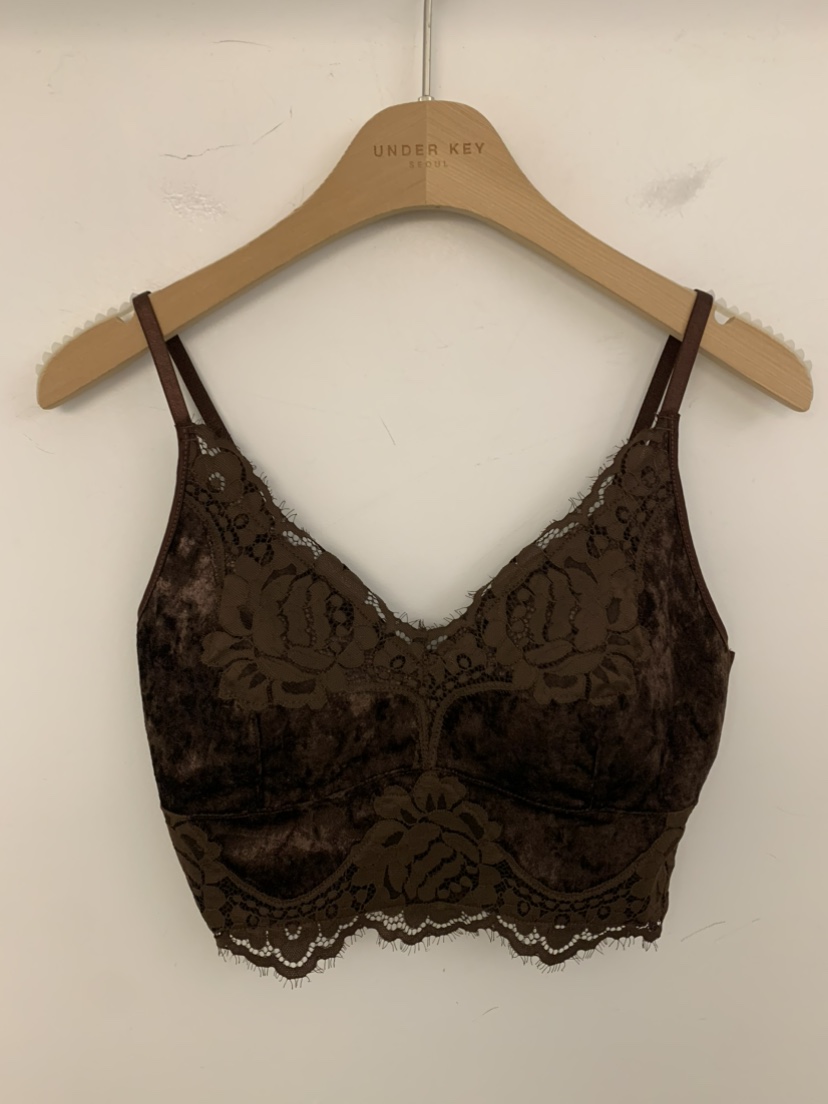 UNDER KEY東大門實拍女裝新品時尚真品休閑吊帶背心天鵝絨UNDER KEY吊帶/背心圖色2棕色