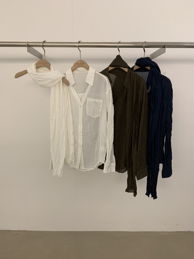 UNDER KEY韓國直郵女裝新款推薦真品人氣襯衫蕾絲衫含圍巾UNDER KEY襯衫/蕾絲衫