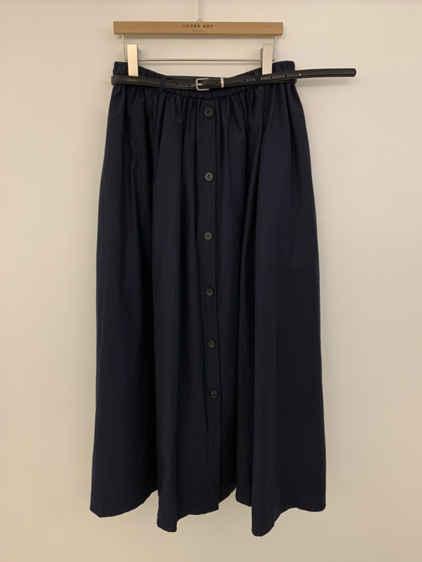 UNDER KEY東大門代購女裝新品時尚人氣長裙含腰帶喇叭紐扣UNDER KEY長裙圖色2
