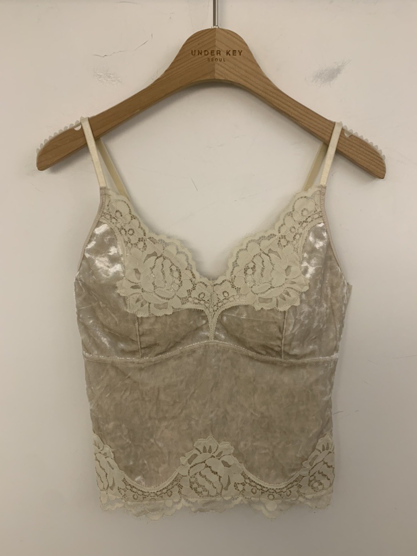 UNDER KEY韓國代購女裝新品真品吊帶背心天鵝絨蕾絲無袖UNDER KEY吊帶/背心圖色2