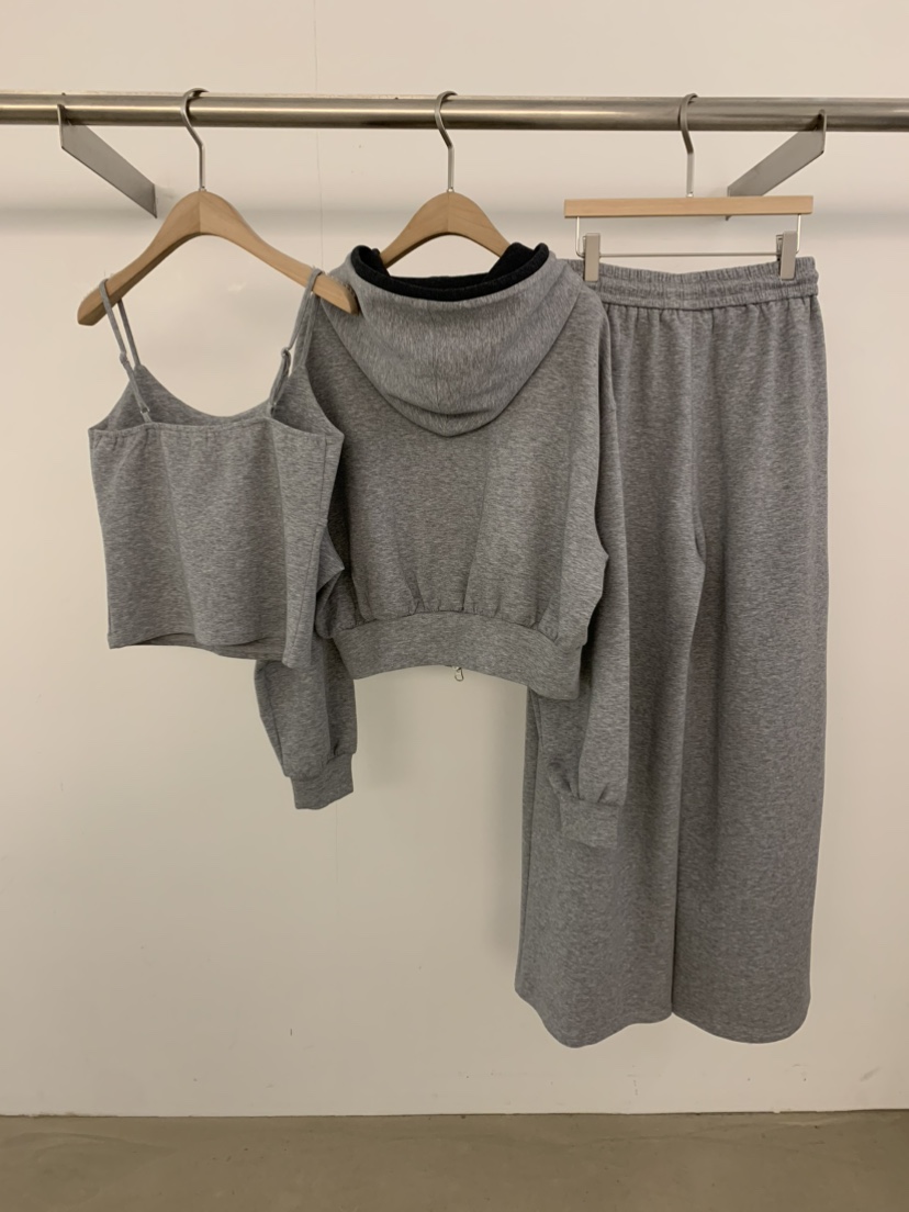 UNDER KEY東大門代購女士新品時尚人氣套裝三件套撞色連帽UNDER KEY套裝