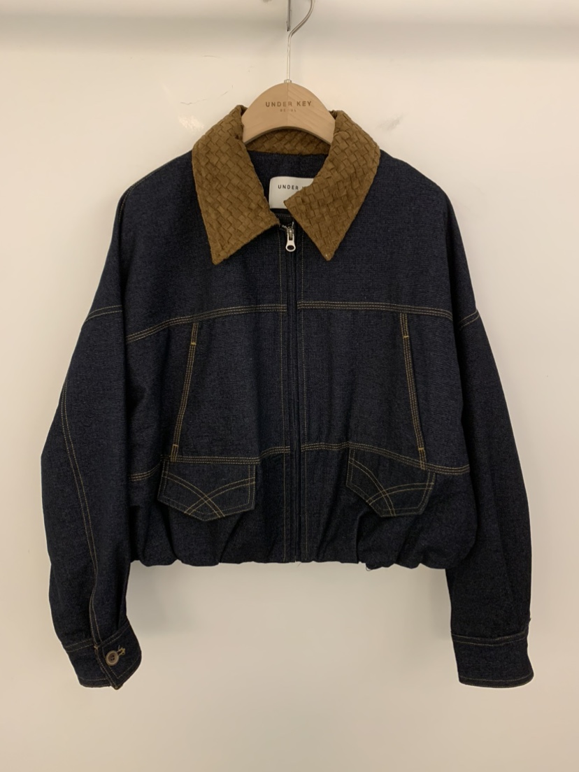 UNDER KEY東大門代購女士新品休閑推薦真品熱賣夾克撞色UNDER KEY夾克圖色2深藍色