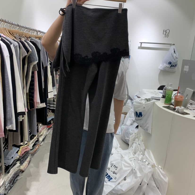 BY BOMI韓國直郵女裝新款真品人氣熱賣休閑裙褲喇叭褲蕾絲BY BOMI裙褲
