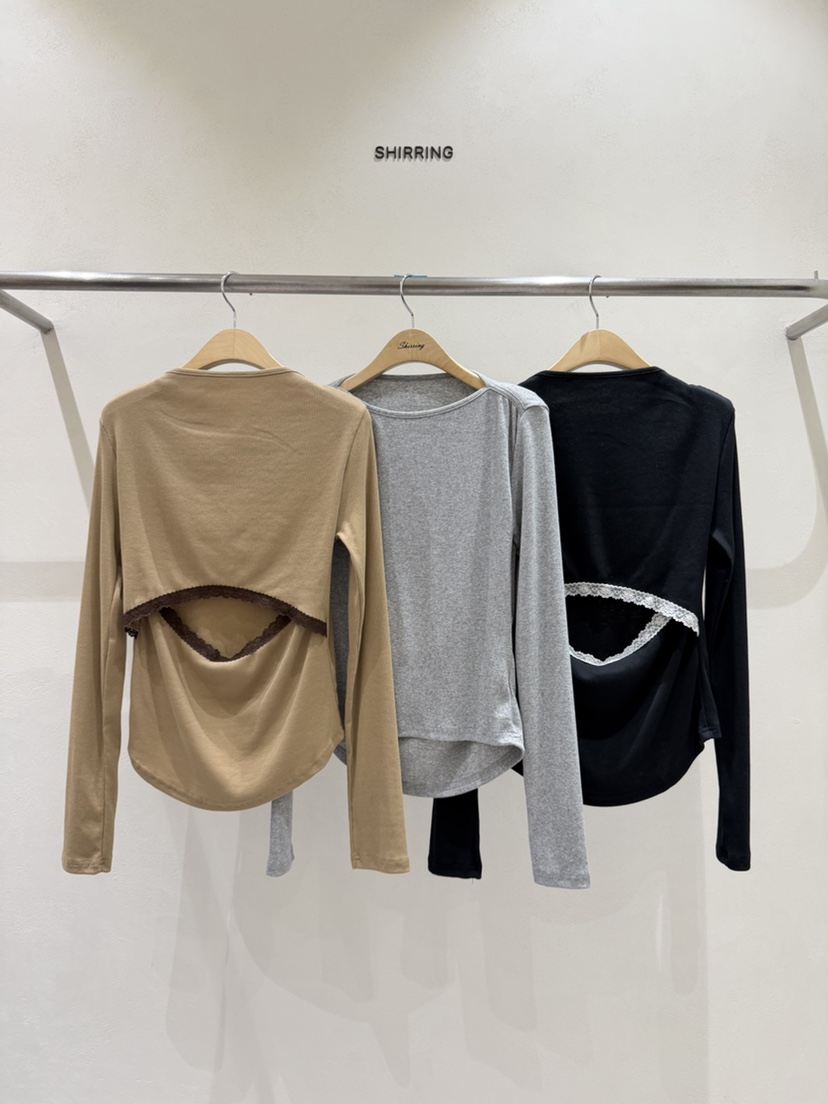 SHIRRING東大門實拍女士新品人氣時尚推薦真品長袖T恤船領SHIRRING長袖T恤