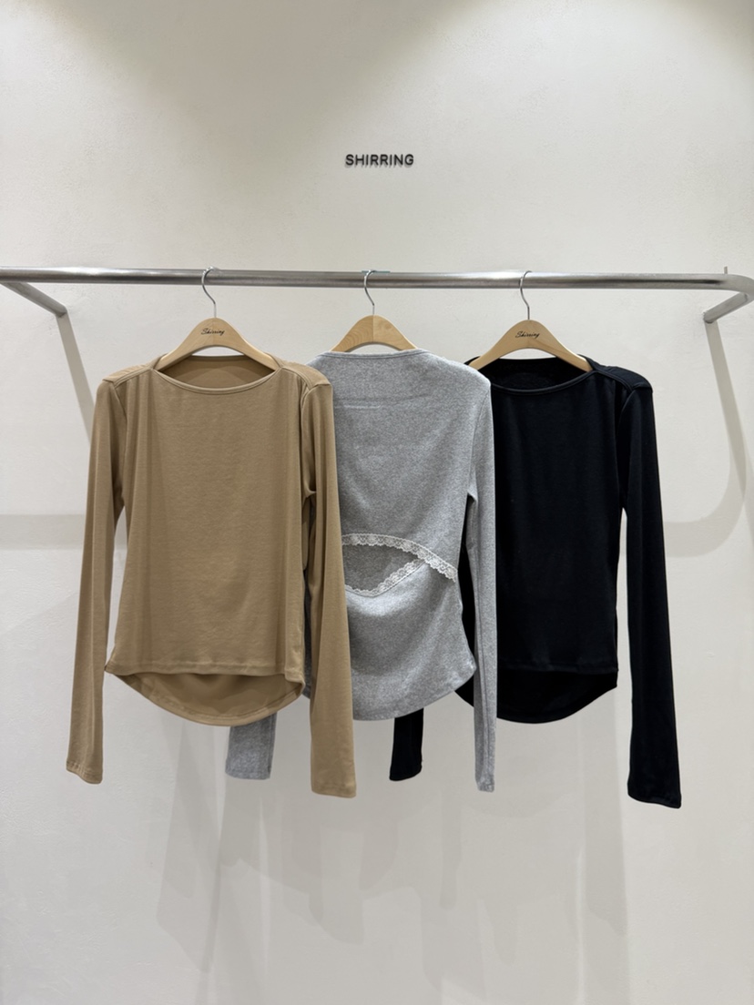 SHIRRING東大門實拍女士新品人氣時尚推薦真品長袖T恤船領SHIRRING長袖T恤