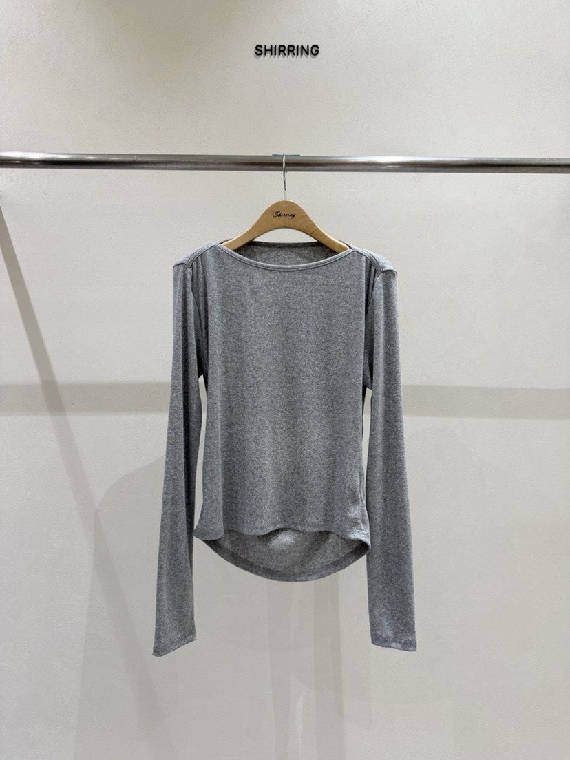 SHIRRING東大門實拍女士新品人氣時尚推薦真品長袖T恤船領SHIRRING長袖T恤圖色1