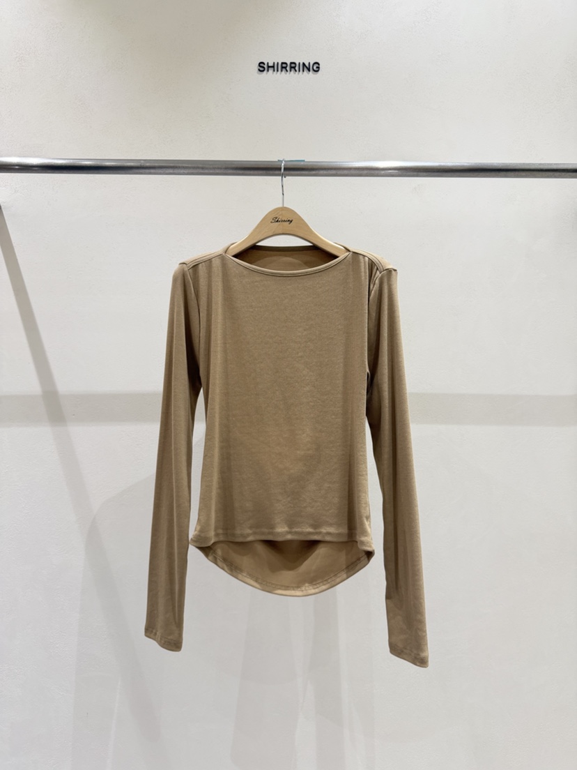 SHIRRING東大門實拍女士新品人氣時尚推薦真品長袖T恤船領SHIRRING長袖T恤圖色2