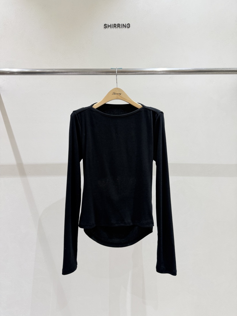 SHIRRING東大門實拍女士新品人氣時尚推薦真品長袖T恤船領SHIRRING長袖T恤圖色3