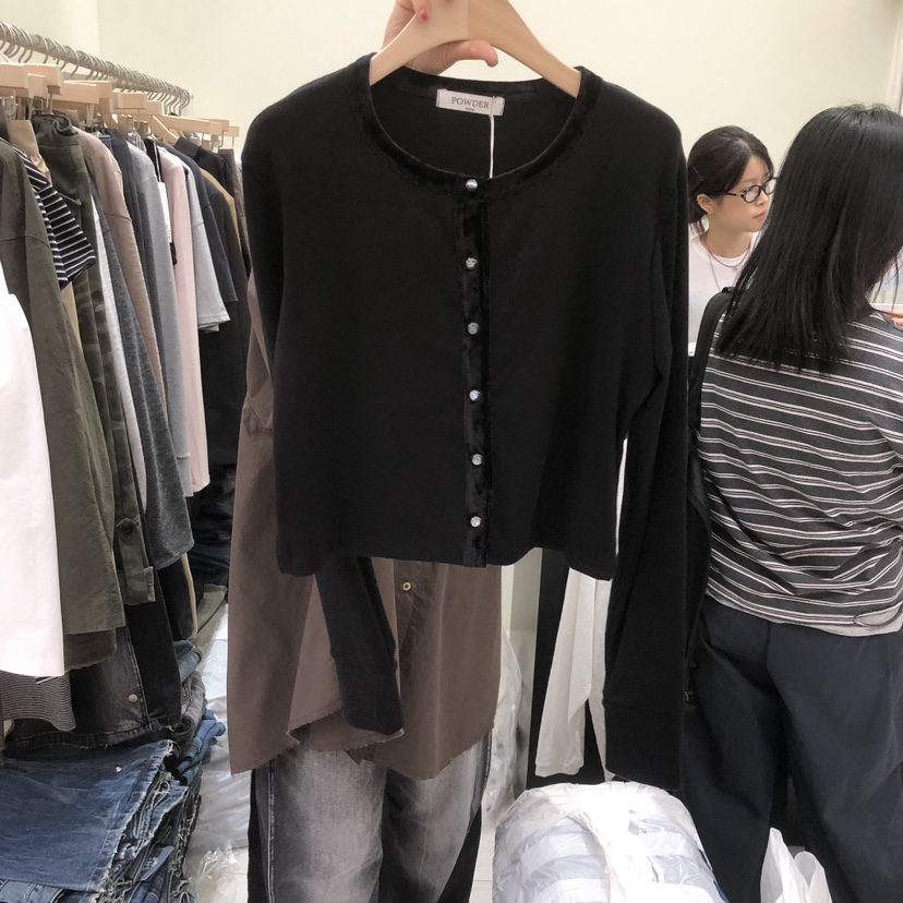 POWDER韓國直郵女裝新款真品熱賣休閑推薦人氣時尚開衫開衫POWDER開衫圖色3黑
