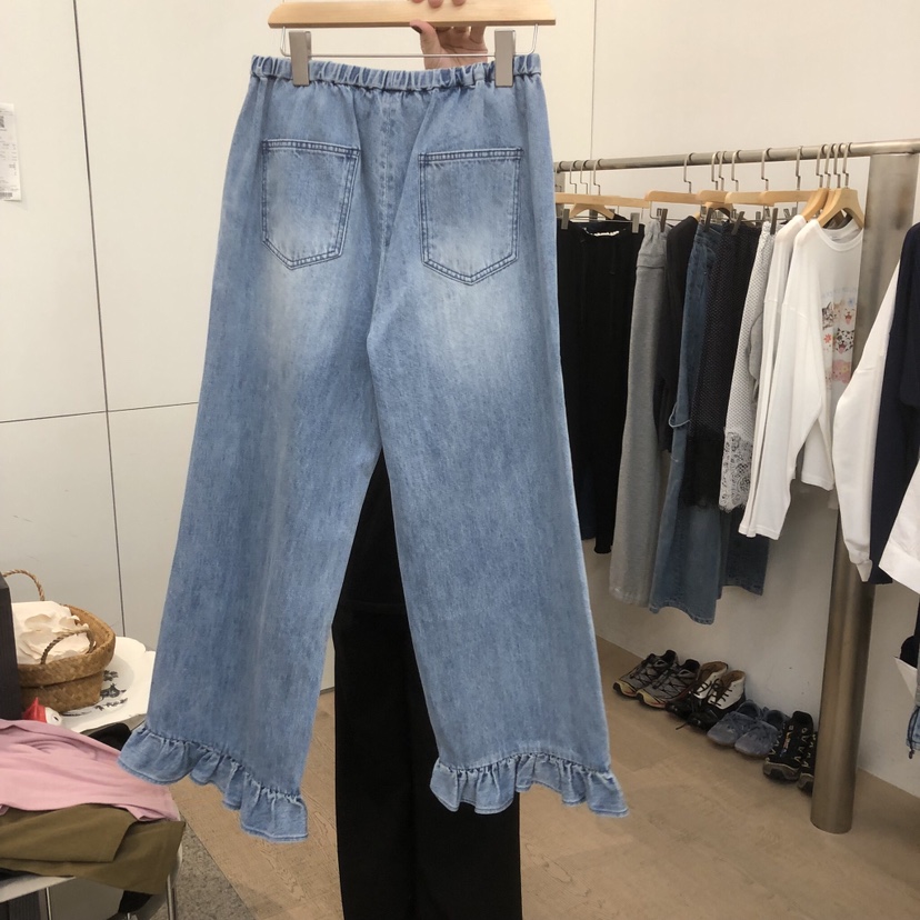 DOHWAJI東大門實拍女士新品真品人氣熱賣時尚牛仔褲荷葉邊DOHWAJI牛仔褲