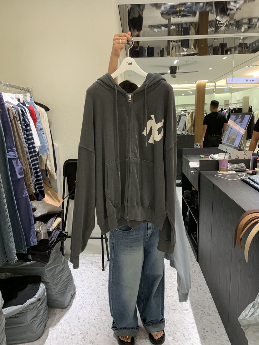 TAERI韓國代購女裝新品休閑推薦時尚人氣熱賣衛衣拉鏈連帽衫TAERI衛衣圖色2