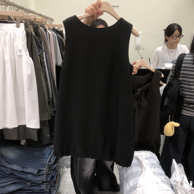 POWDER韓國代購女裝新品真品熱賣休閑人氣時尚連衣裙緞帶POWDER連衣裙圖色1黑