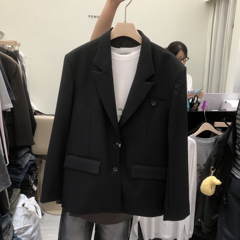 POWDER韓國代購女士新款推薦熱賣人氣真品西裝西服不含內搭POWDER西裝/西服圖色2黑