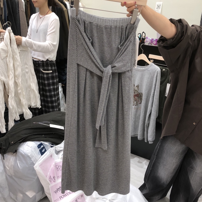 POWDER東大門直郵女裝新品熱賣真品推薦人氣時尚長裙系帶POWDER長裙圖色1灰