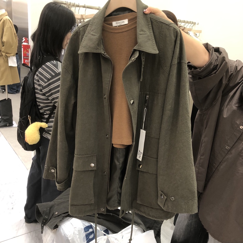 POWDER東大門實拍女裝新品人氣熱賣時尚推薦休閑真品夾克POWDER夾克圖色1卡其綠