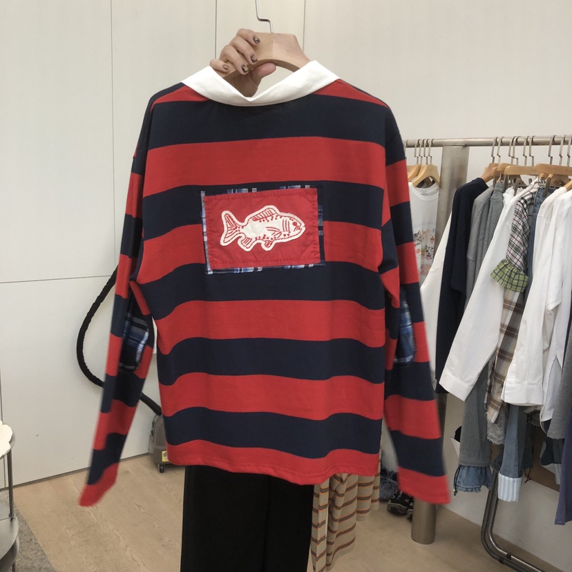 DOHWAJI韓國直郵女裝新款推薦真品時尚人氣熱賣長袖T恤條紋DOHWAJI長袖T恤