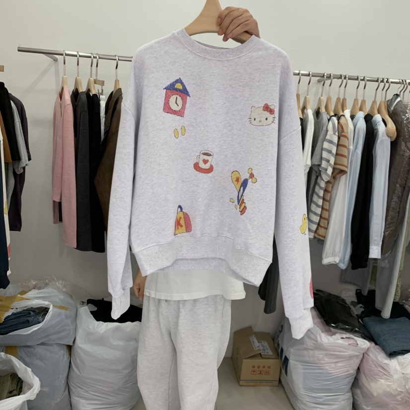 LELEN韓國代購女裝新品人氣休閑時尚熱賣推薦真品衛衣LELEN衛衣圖色1花灰