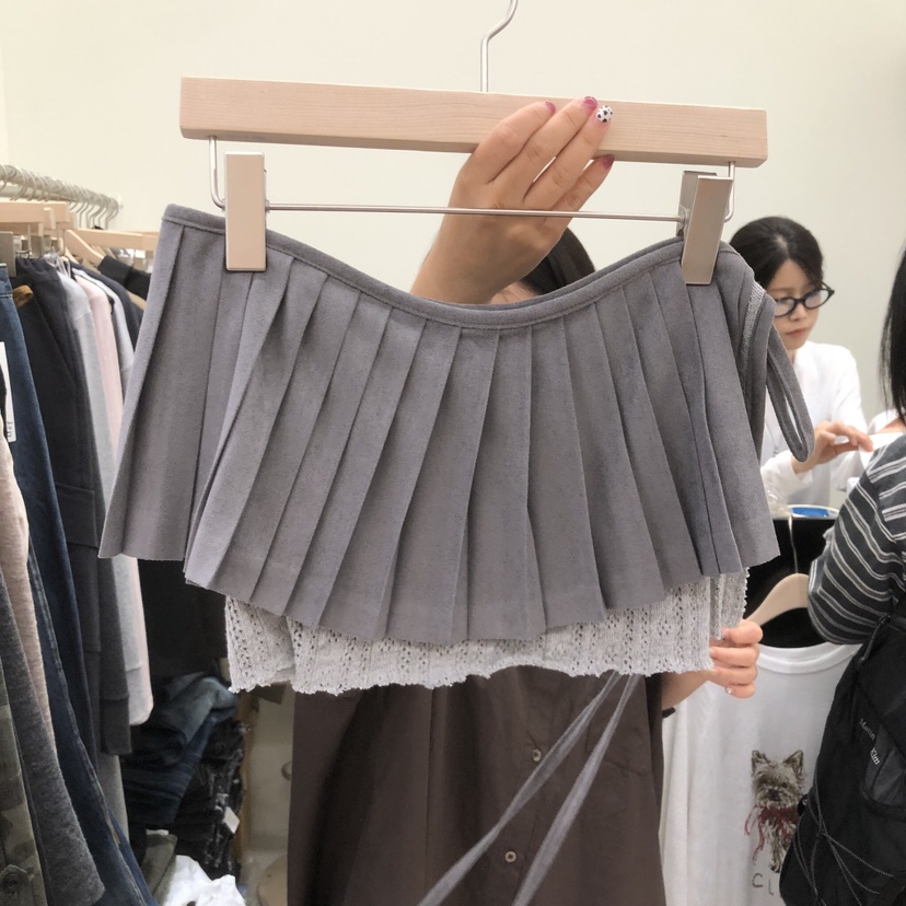 POWDER韓國代購女裝新品時尚休閑真品人氣推薦熱賣短裙麂皮POWDER短裙圖色3
