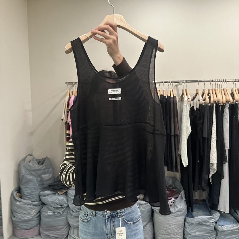 URBANSTORY/REMAKING韓國代購女士新品真品吊帶背心透明無袖Remaking/URBANSTORY吊帶/背心