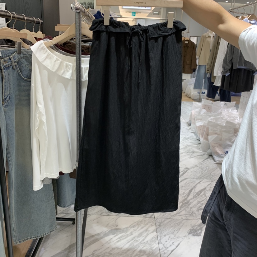 SPAGHETTI東大門代購女士新品熱賣時尚休閑半身裙中短裙褶邊spaghetti半身裙/中短裙圖色1