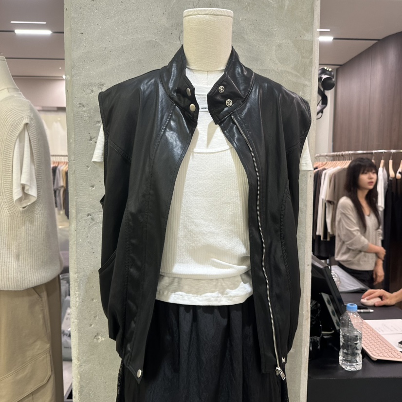 URBANSTORY/REMAKING韓國直郵女士新品真品推薦馬甲羊皮Remaking/URBANSTORY馬甲圖色2黑色