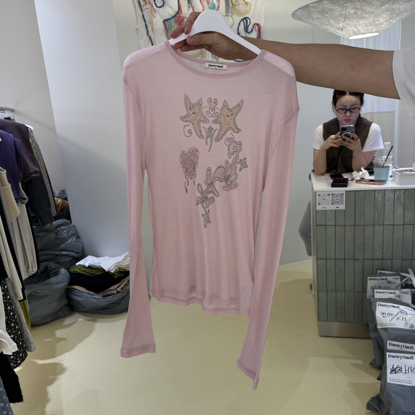 PANTRY HAUS韓國直郵女士新款時尚熱賣人氣真品長袖T恤印花PANTRY HAUS長袖T恤圖色2