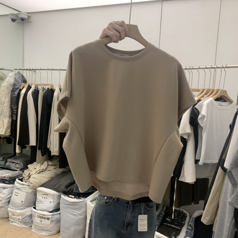 MOI-A東大門實拍女士新品熱賣休閑人氣真品推薦時尚T恤披肩MOI-AT恤圖色1