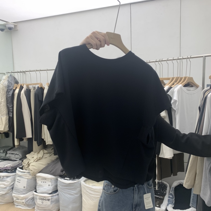 MOI-A東大門實拍女士新品熱賣休閑人氣真品推薦時尚T恤披肩MOI-AT恤圖色3