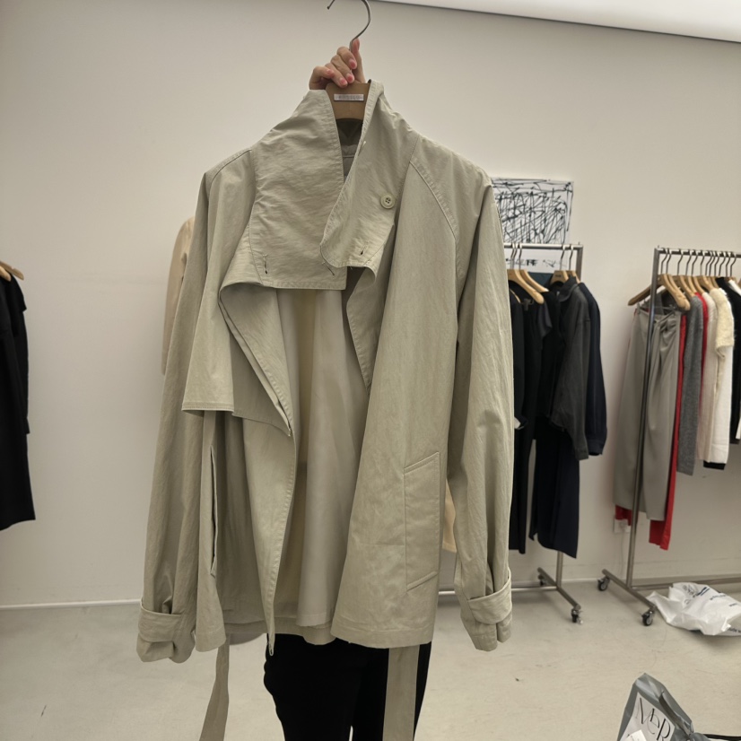 MER韓國代購女裝新品熱賣人氣休閑推薦時尚夾克含腰帶短款MER/ANGELO BIANCO夾克圖色1卡其綠