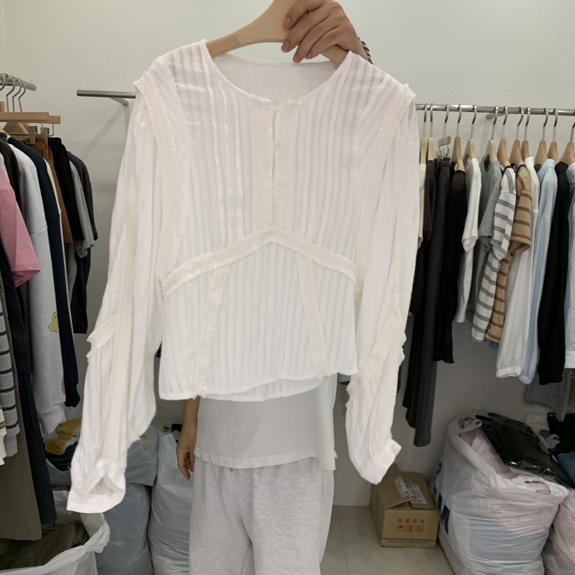 LELEN韓國直郵女士新品時尚人氣熱賣休閑推薦真品襯衫蕾絲衫LELEN襯衫/蕾絲衫圖色1
