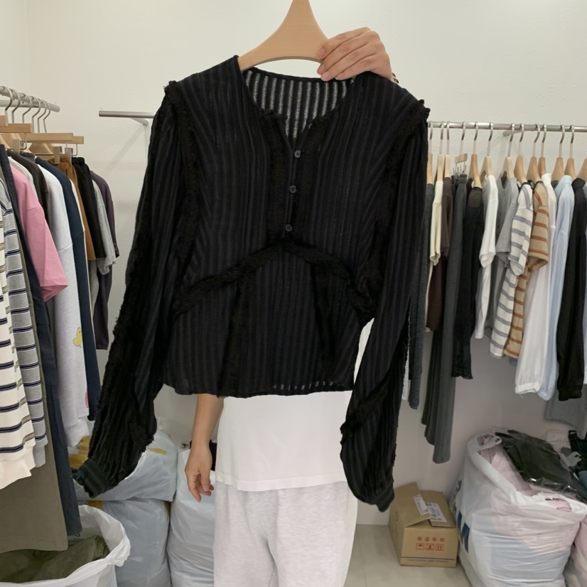 LELEN韓國直郵女士新品時尚人氣熱賣休閑推薦真品襯衫蕾絲衫LELEN襯衫/蕾絲衫圖色2