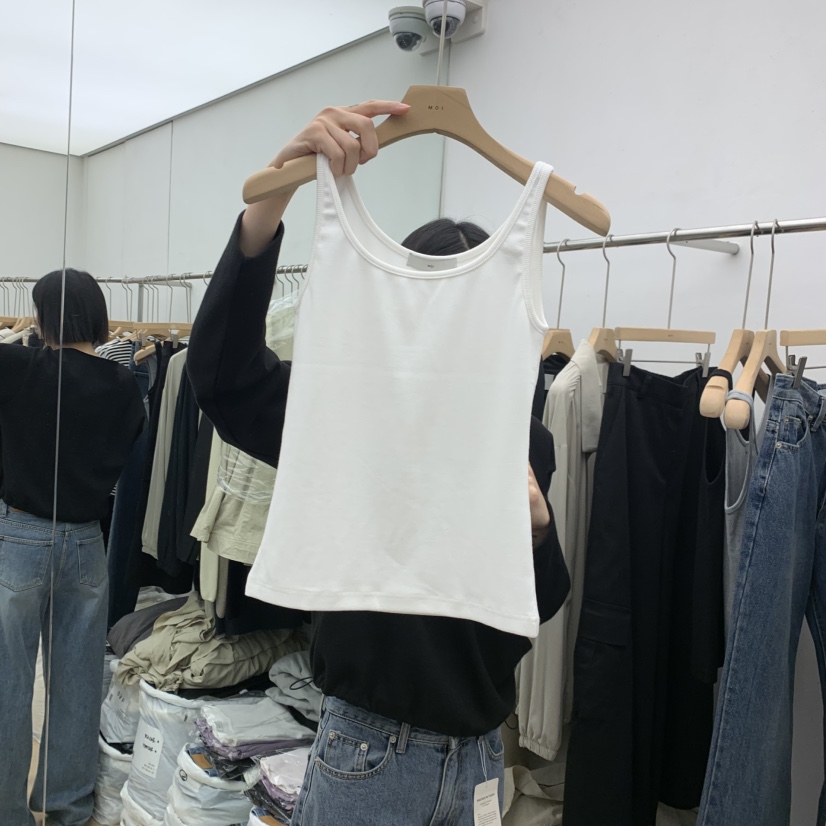 MOI-A東大門代購女士新品人氣推薦熱賣吊帶背心彈力羅紋MOI-A吊帶/背心圖色1