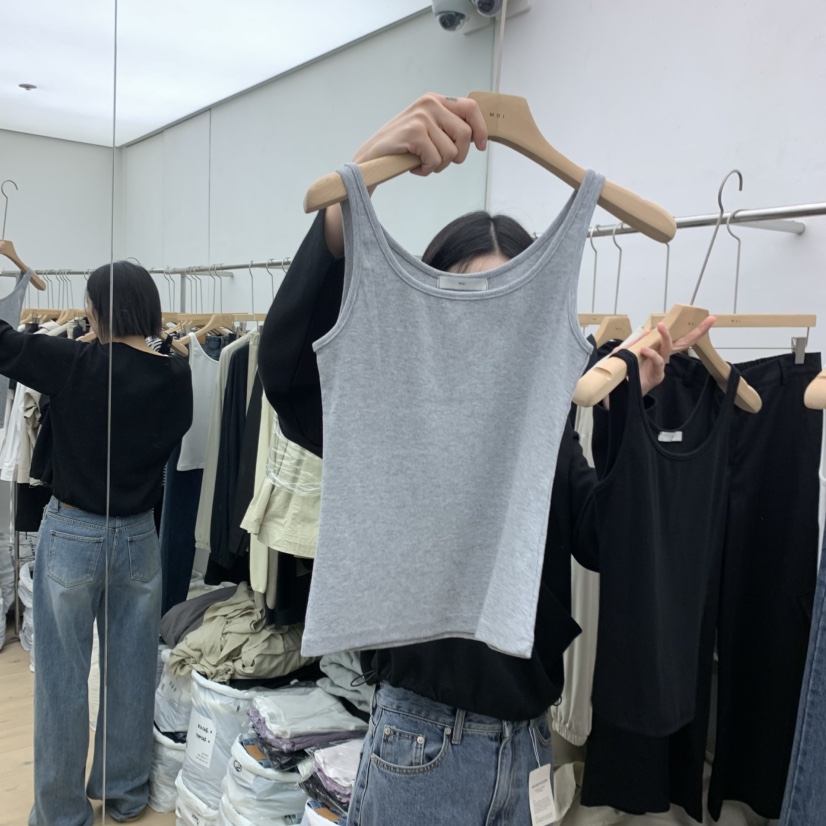 MOI-A東大門代購女士新品人氣推薦熱賣吊帶背心彈力羅紋MOI-A吊帶/背心圖色2