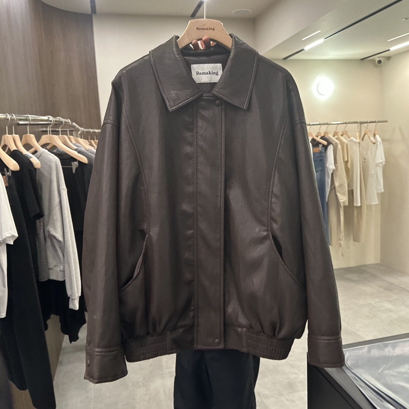 URBANSTORY/REMAKING東大門代購女裝新款休閑夾克皮革短款Remaking/URBANSTORY夾克圖色2棕色