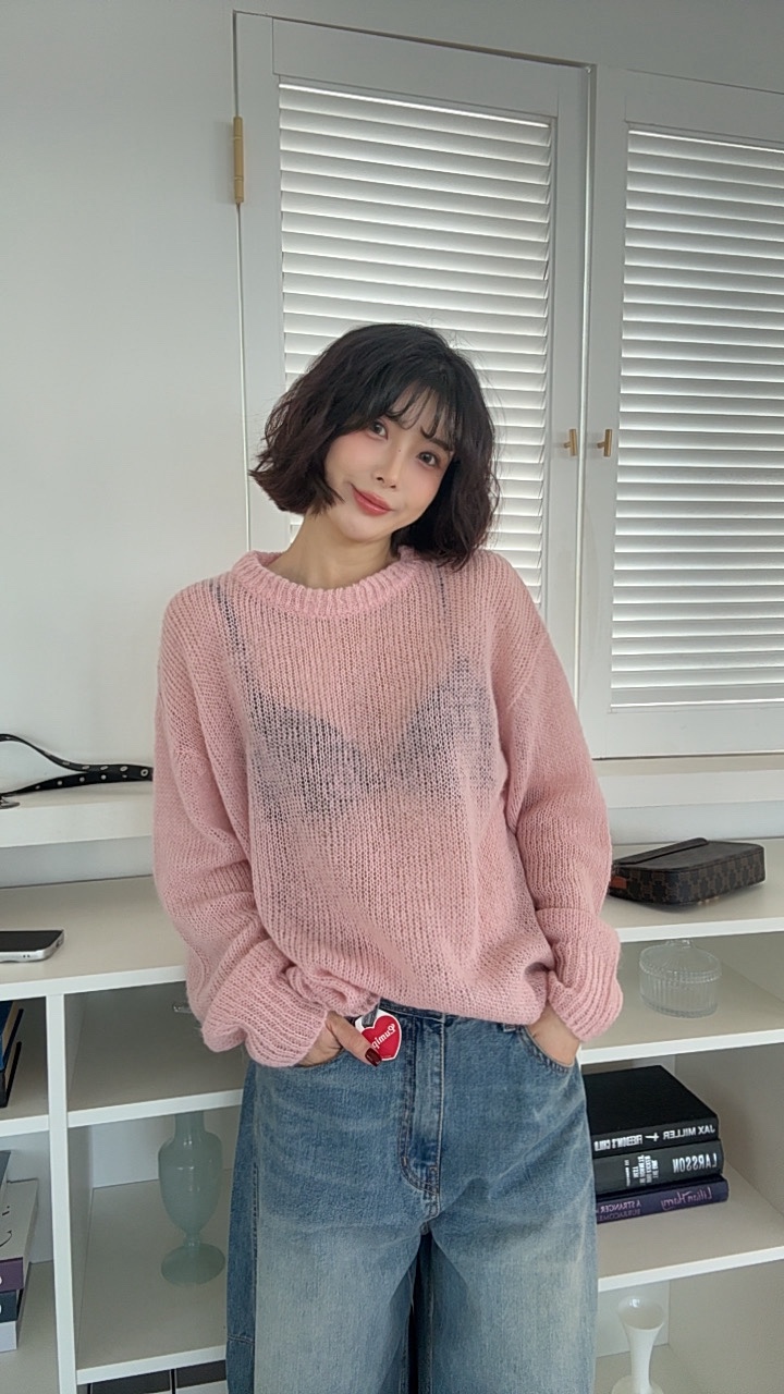 LUMIPLE東大門實拍女裝新品休閑人氣推薦時尚熱賣針織衫透明LUMIPLE針織衫