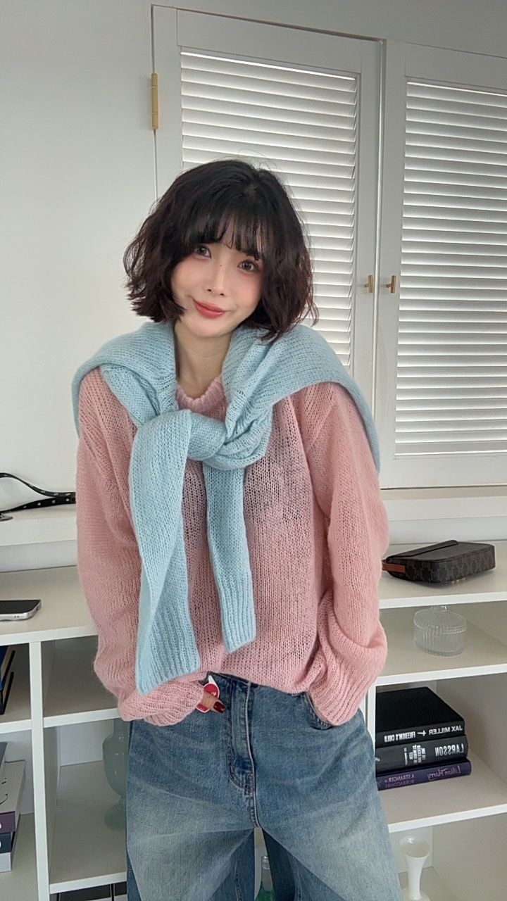 LUMIPLE東大門實拍女裝新品休閑人氣推薦時尚熱賣針織衫透明LUMIPLE針織衫