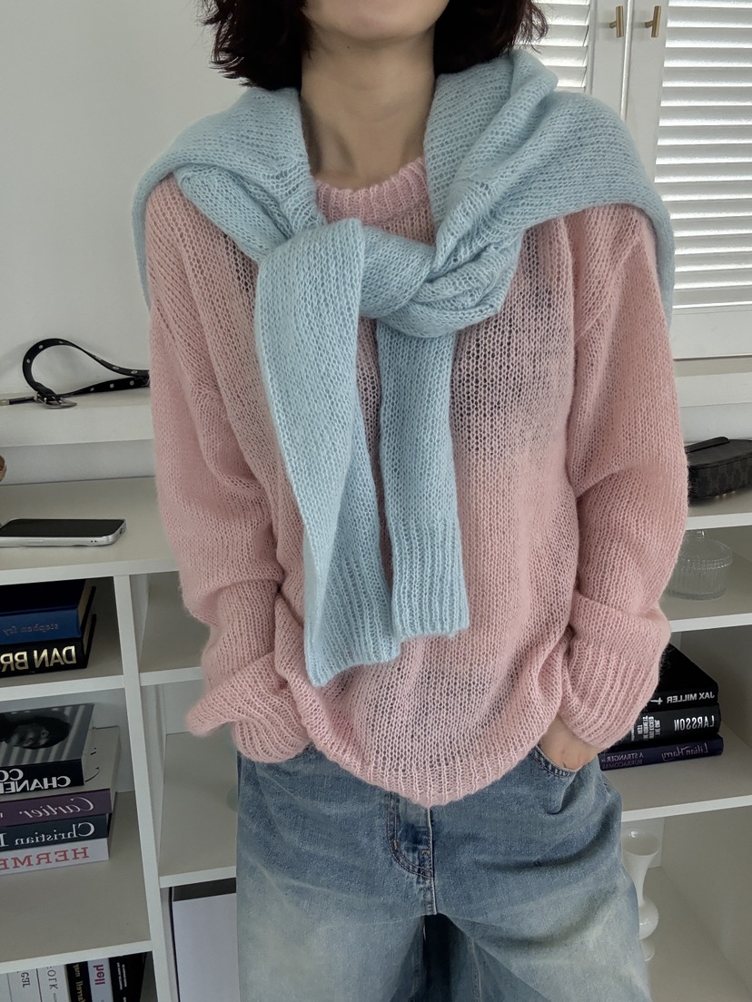 LUMIPLE東大門實拍女裝新品休閑人氣推薦時尚熱賣針織衫透明LUMIPLE針織衫