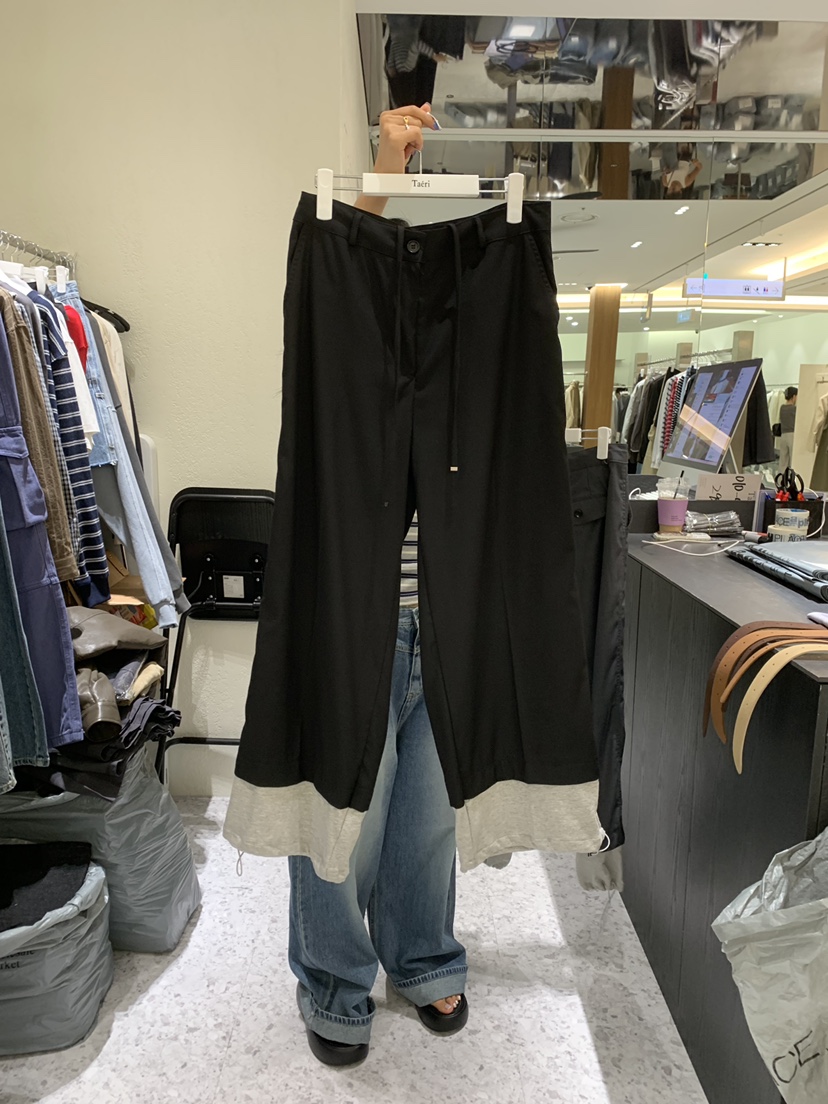 TAERI韓國代購女士新品熱賣真品時尚人氣推薦休閑休閑褲撞色TAERI休閑褲圖色2黑色