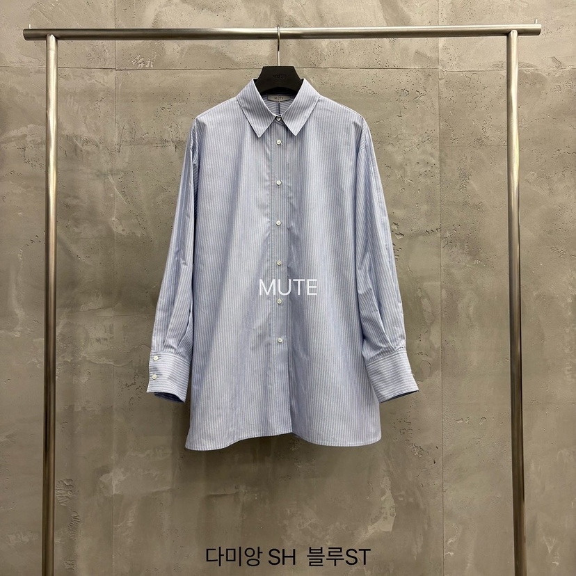 MUTE-P東大門直郵女士新款熱賣休閑推薦人氣時尚襯衫蕾絲衫MUTE襯衫/蕾絲衫圖色4藍色條紋