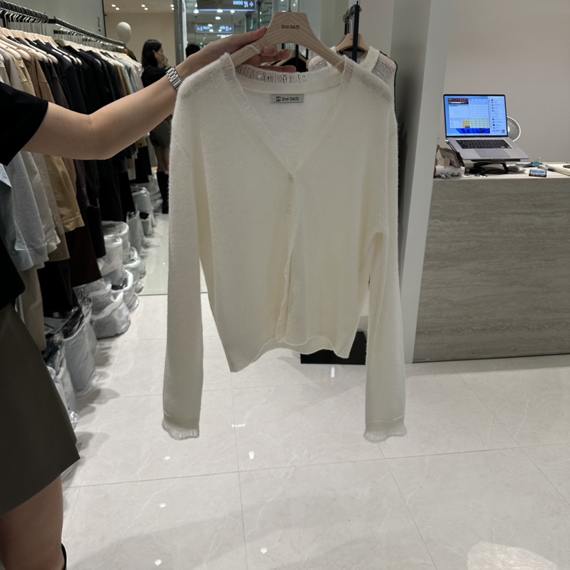 2ND GATE韓國代購女裝新品時尚人氣休閑真品針織衫荷葉邊2ND GATE針織衫圖色1