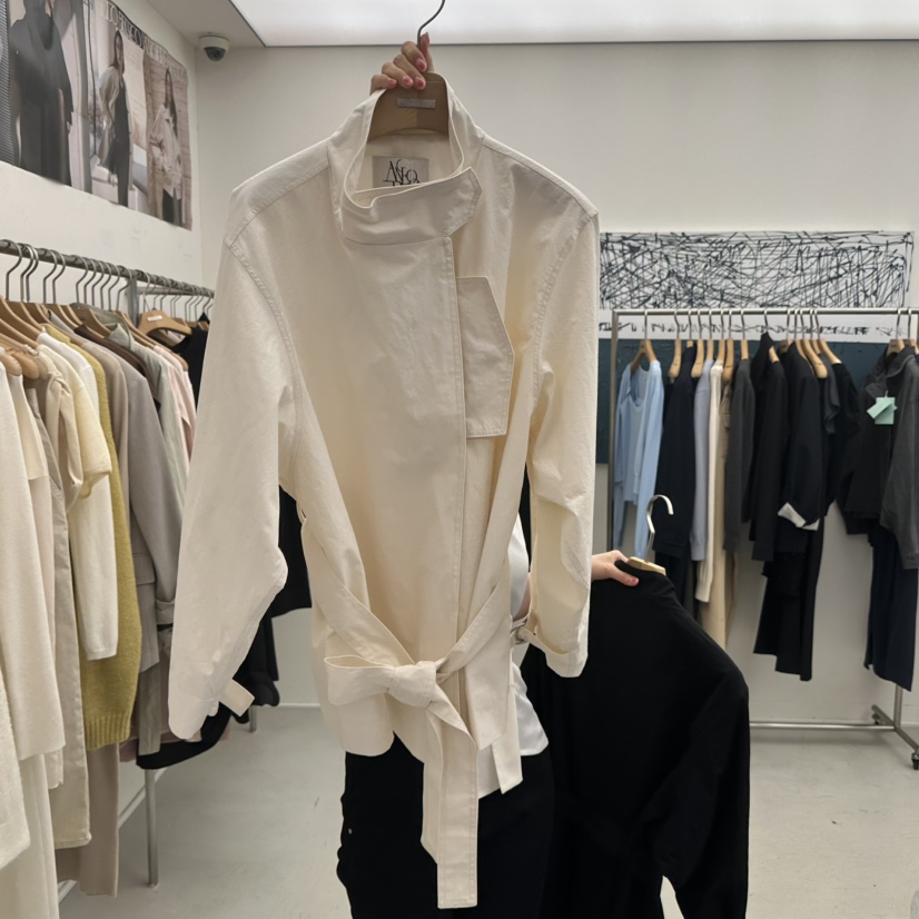 MER韓國代購女士新款推薦時尚真品休閑人氣熱賣夾克含腰帶MER/ANGELO BIANCO夾克圖色1