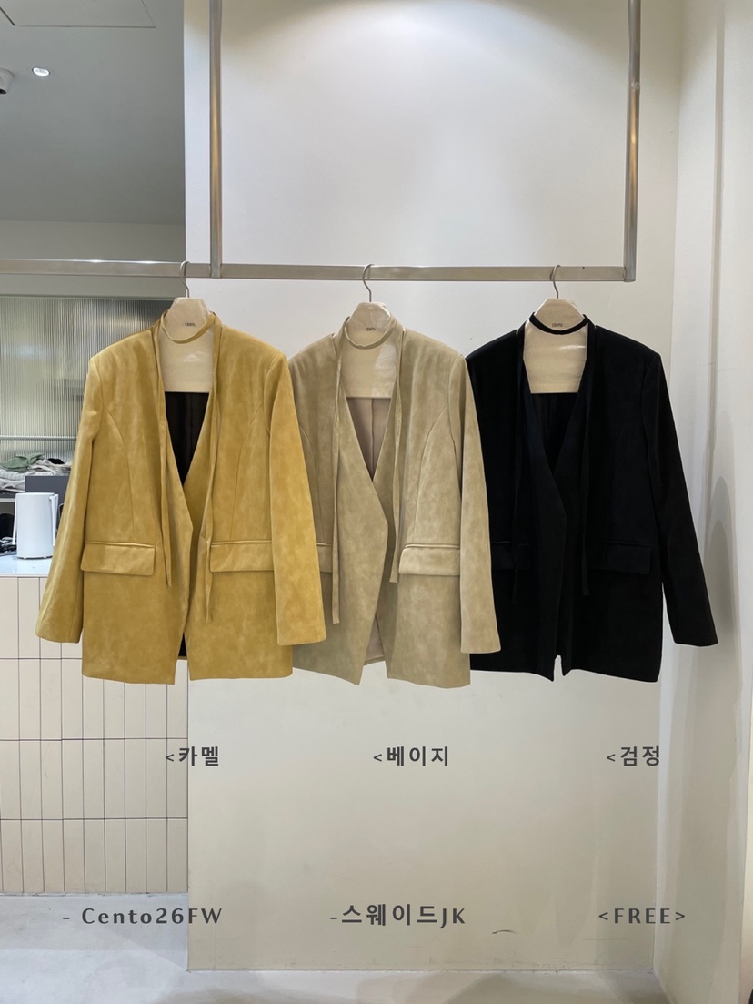 CENTO東大門代購女裝新品推薦熱賣時尚休閑夾克含脖帶絨面革CENTO夾克