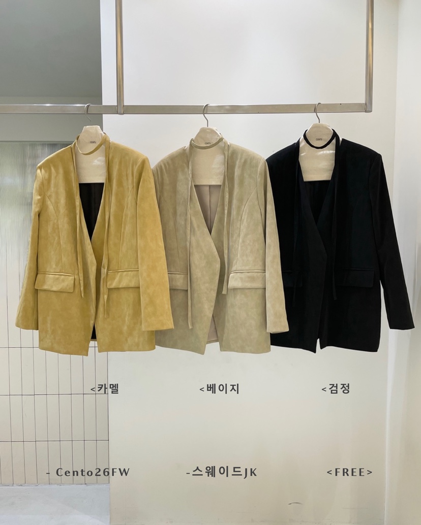 CENTO東大門代購女裝新品推薦熱賣時尚休閑夾克含脖帶絨面革CENTO夾克