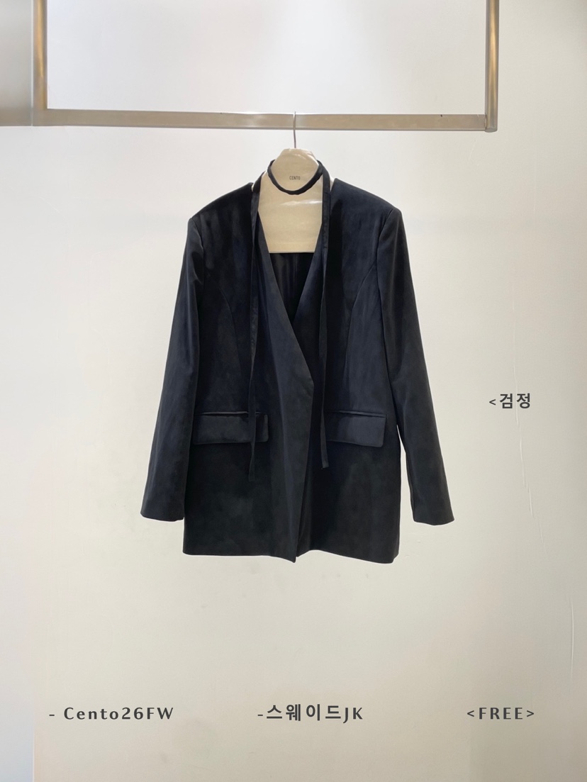CENTO東大門代購女裝新品推薦熱賣時尚休閑夾克含脖帶絨面革CENTO夾克圖色3