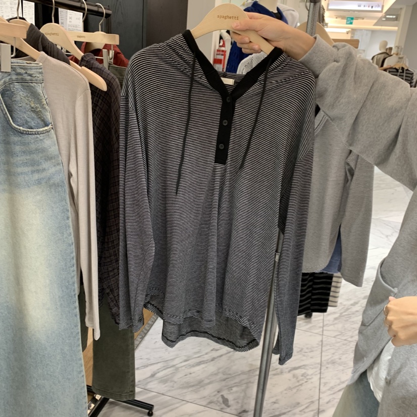 SPAGHETTI東大門實拍女士新品真品休閑人氣時尚長袖T恤兜帽spaghetti長袖T恤圖色2